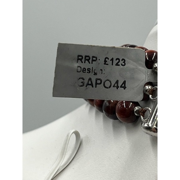 Red Tigers Eye Triple Strand Layered Sterling Silver Necklace New - Picture 15 of 16